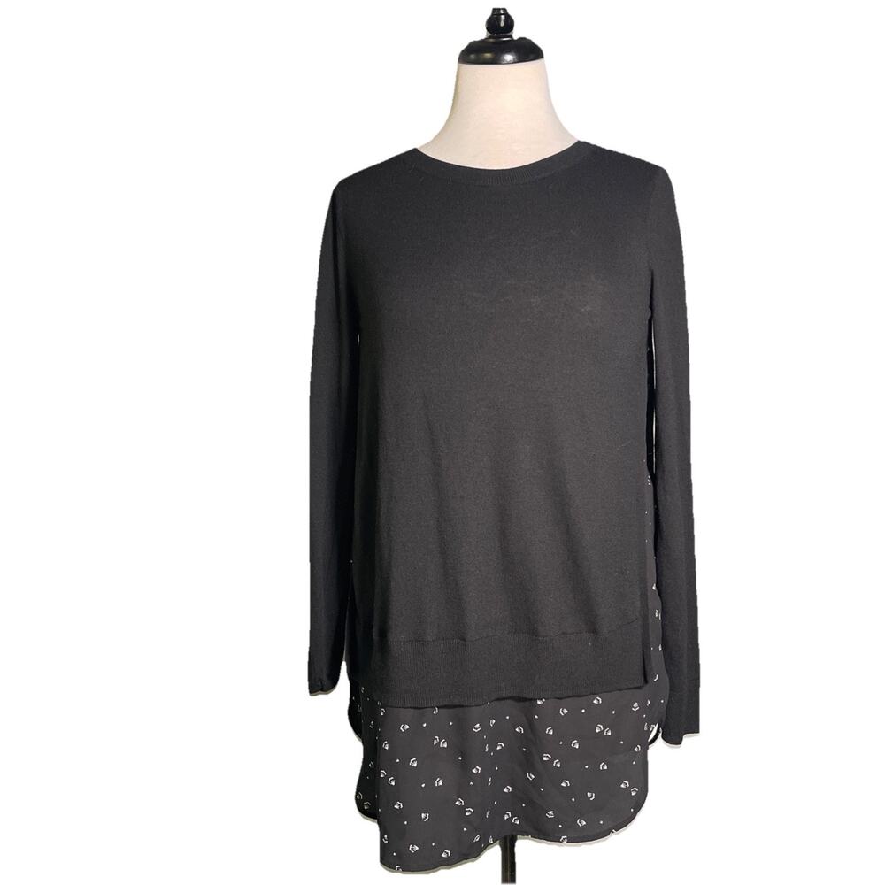 LOFT Women’s Black Sweater SM with Tunic Top Under EUC